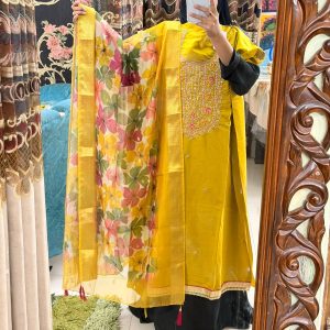 Top Roman Silk Heavy Neck Zardosi Work